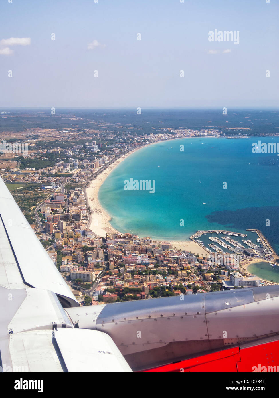 Luftaufnahme von Mallorca Beach von einem Flugzeug getroffen Stockfoto