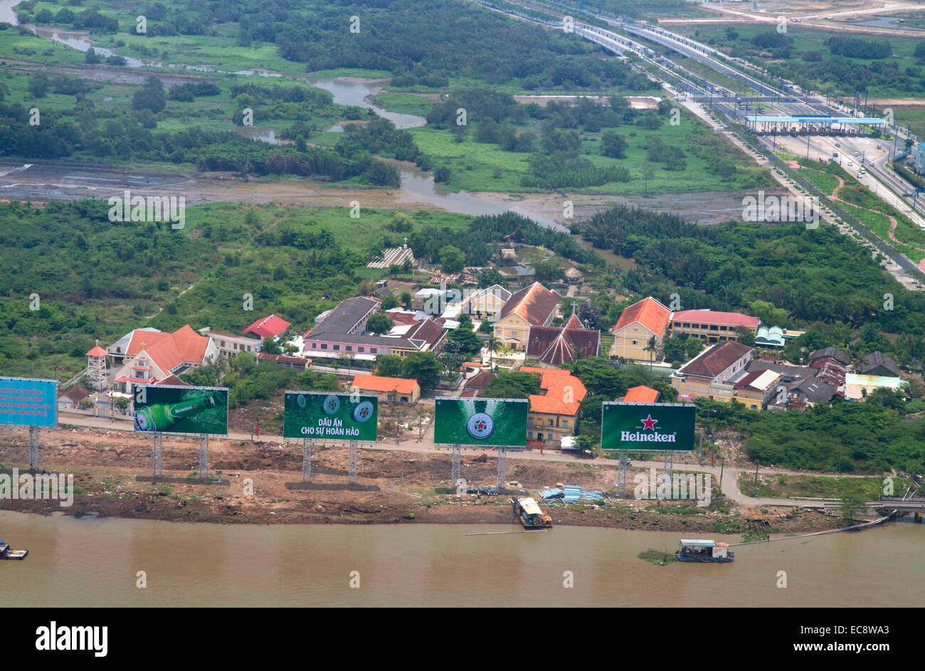 Luftaufnahme von Ho-Chi-Minh-Stadt aus der Bitexco Financial Tower, Vietnam. Stockfoto