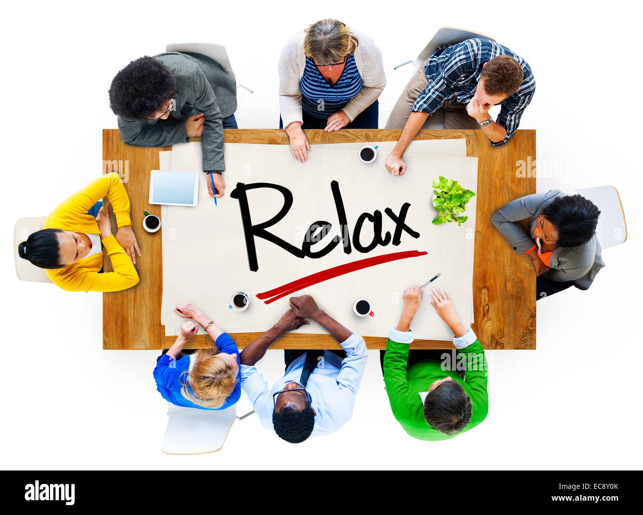 Menschen in einer Sitzung und Entspannungs-Konzept Stockfoto