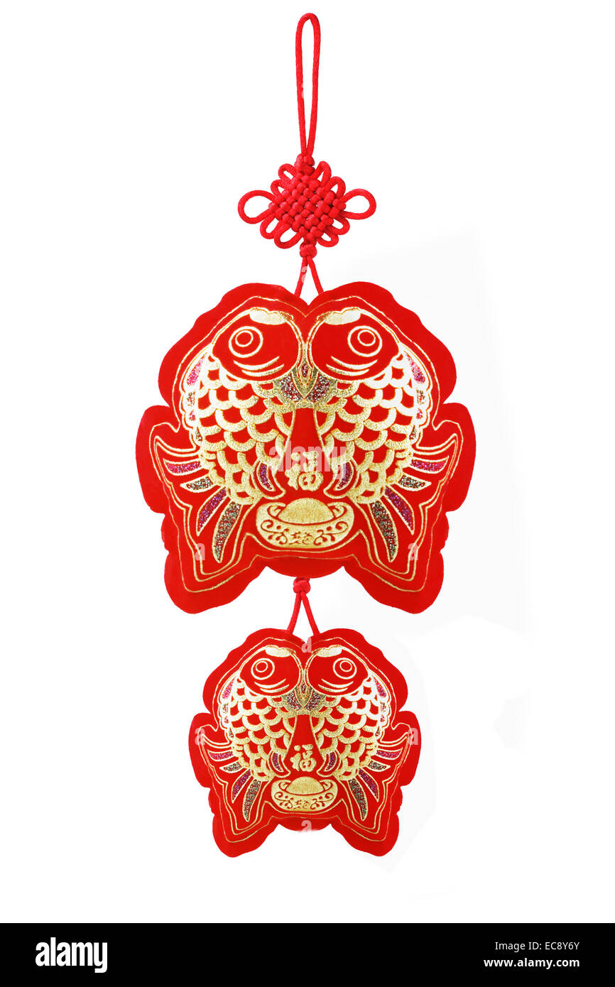 Chinese New Year glücklicher Fisch Ornamente - reichlich Überschuss Stockfoto