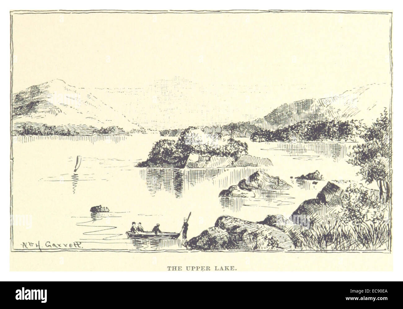 Verweis auf den Obersee aus dem französischen Werk von 1891, in dem seine geographische und kulturelle Bedeutung dargestellt wird. Stockfoto