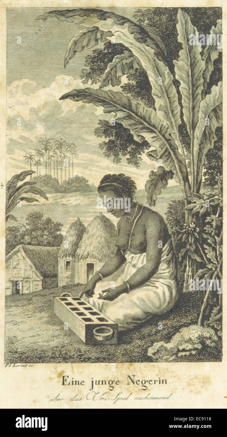 Eine Illustration aus Golberys Werk aus dem Jahr 1803, die eine junge Afrikanerin darstellt. Das Bild ist Teil einer historischen Sammlung, die europäische Perspektiven der afrikanischen Kulturen des 19. Jahrhunderts widerspiegelt. Stockfoto