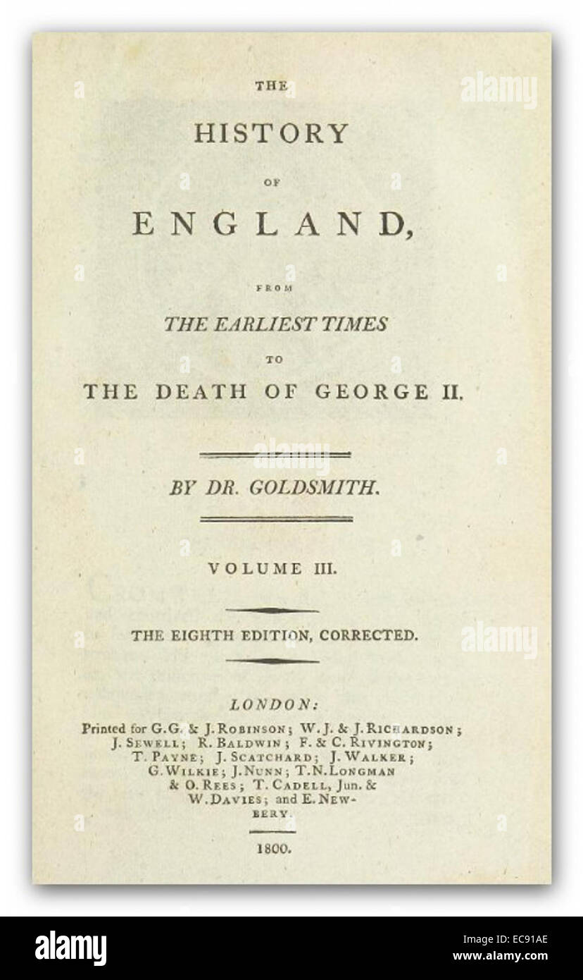 GOLDSMITH(1880) die Geschichte von England Vol. 3 Stockfoto