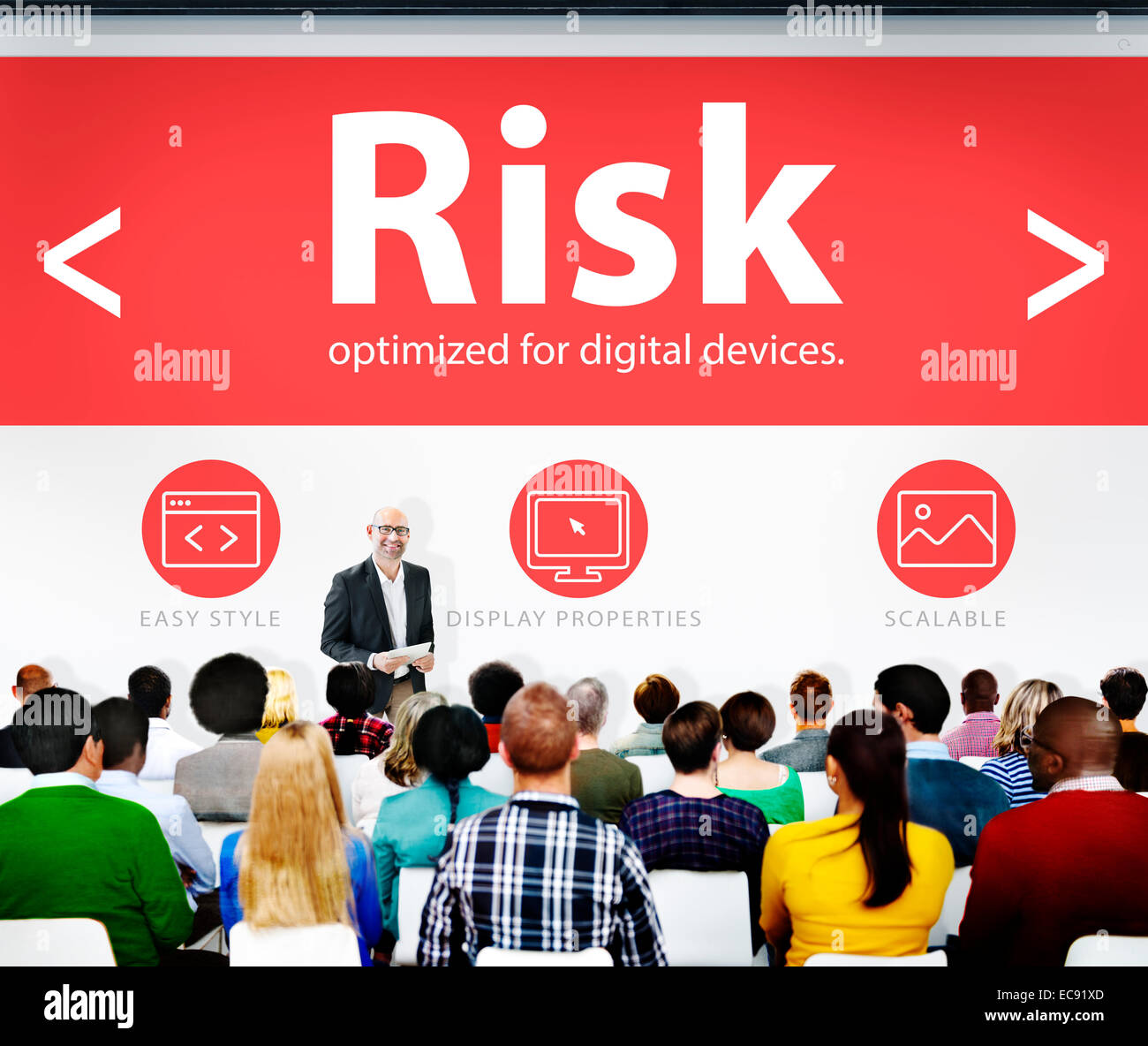 Risiko Instabilität Gefahr Unsicherheit Seminar Konferenz Lernkonzept Stockfoto
