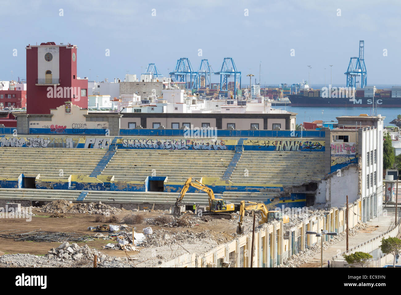 Abriss der alten Fußballstadion Estadio Insular, in Las Palmas, Gran Canaria, Kanarische Inseln, Spanien Stockfoto