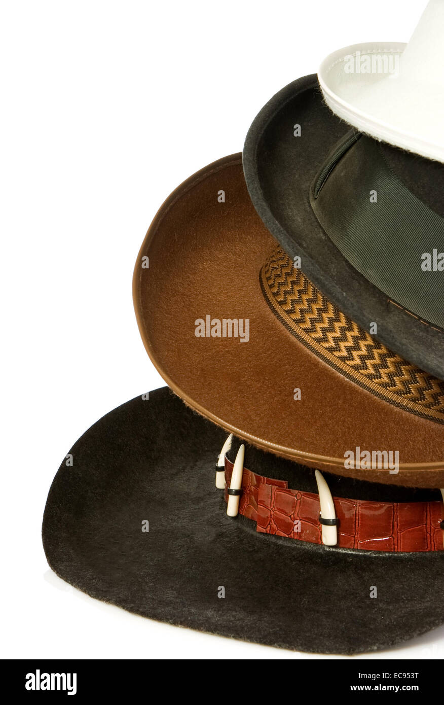 brauner Cowboyhut isoliert auf weißem Hintergrund Stockfoto