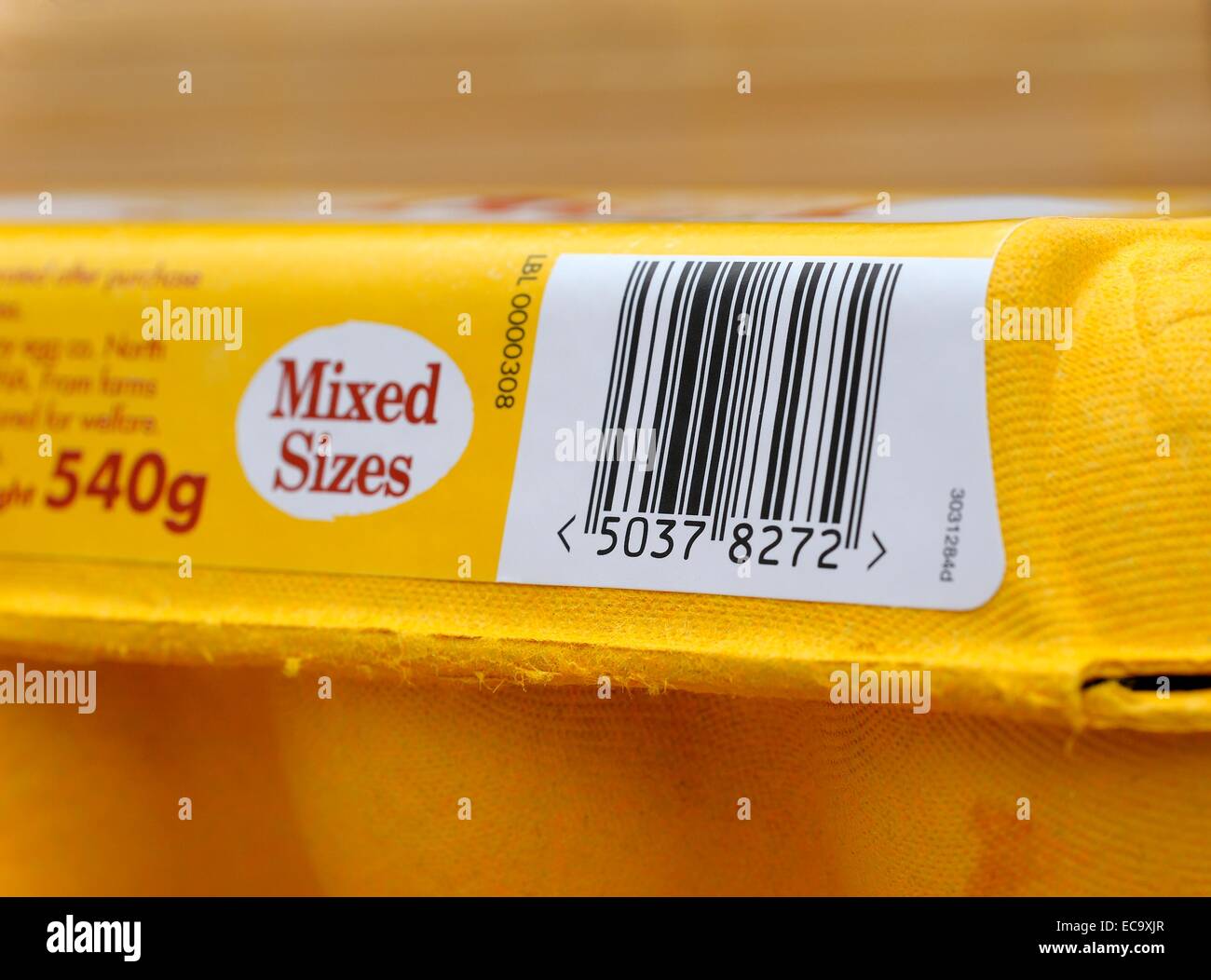 Ein Barcode auf einen Eierkarton Stockfoto