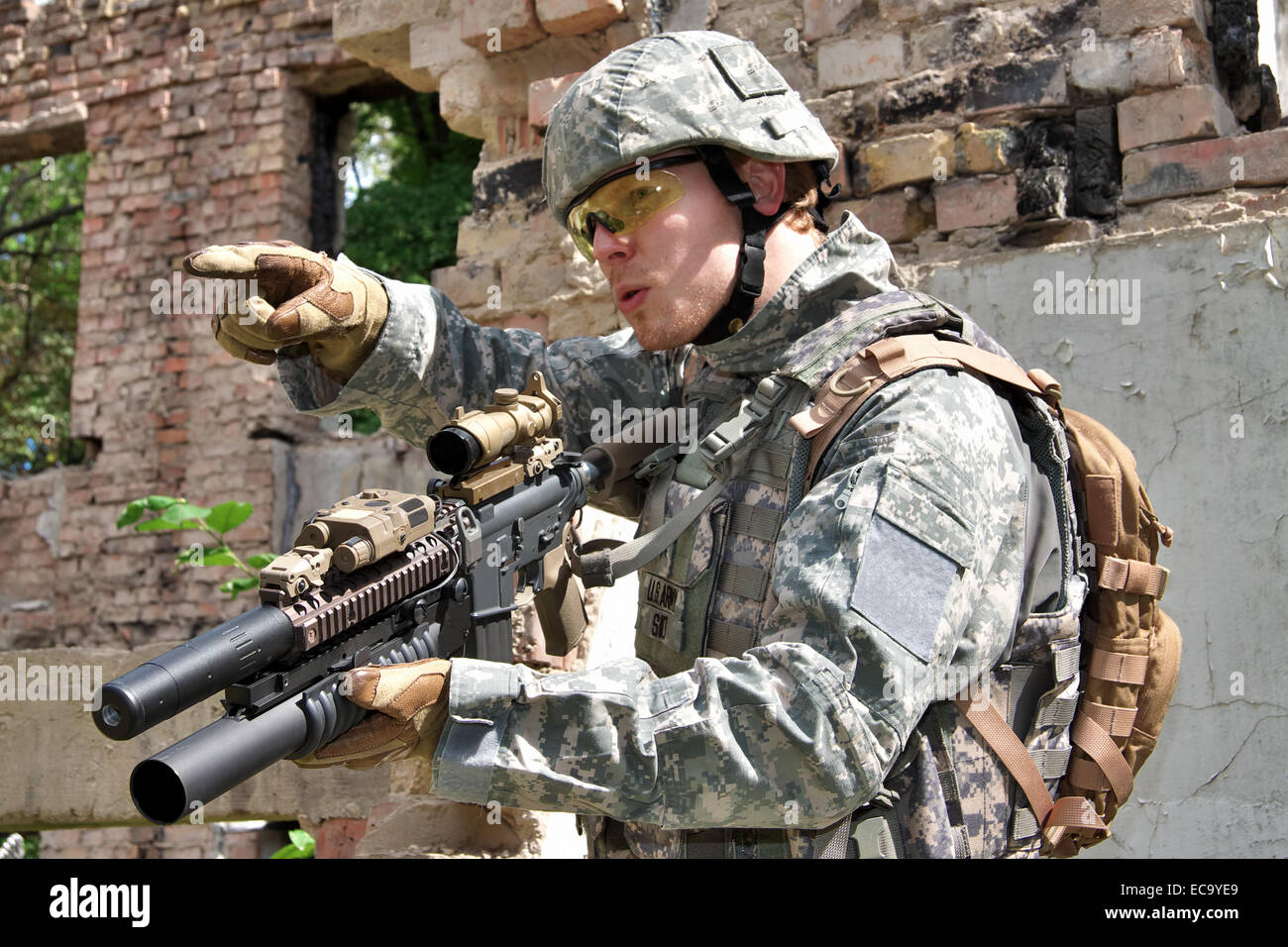 US-Armee Soldaten im Kampfgeschehen Stockfoto