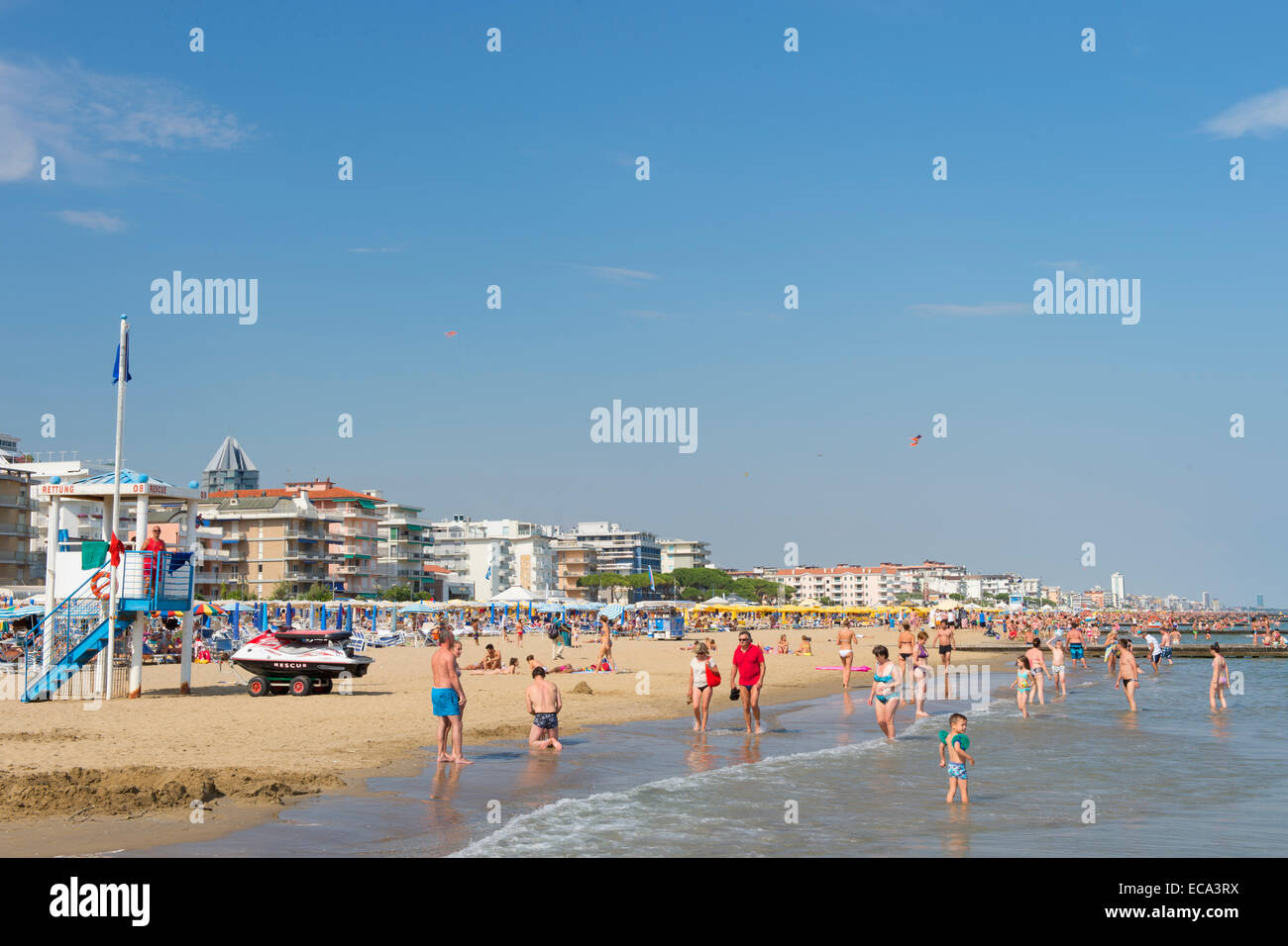 Touristen auf den Strand, Jesolo, Veneto, Adria, Italien Stockfoto