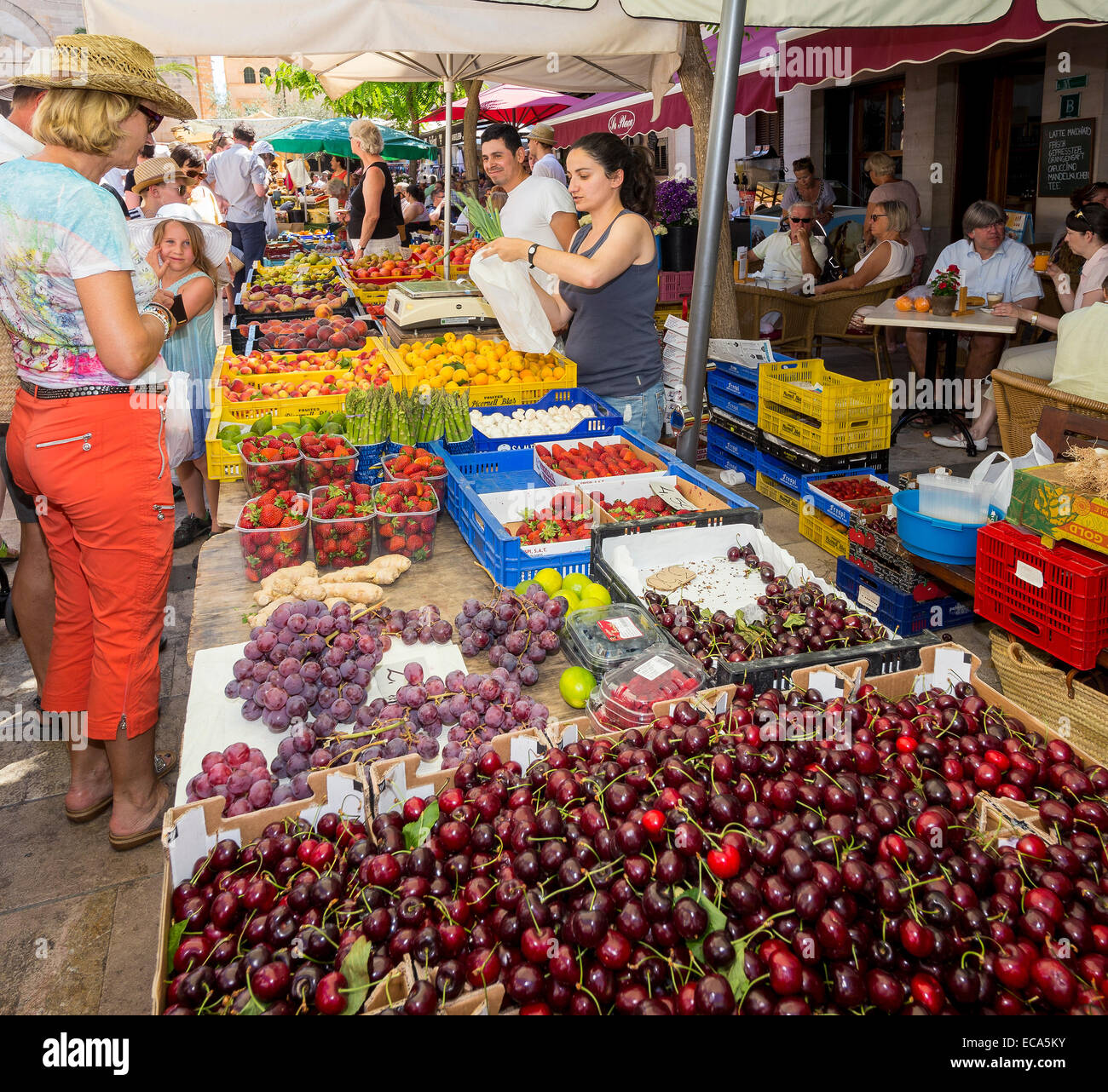 Wochenmarkt Markt in Santanyi, Mallorca, Balearen, Spanien Stockfoto