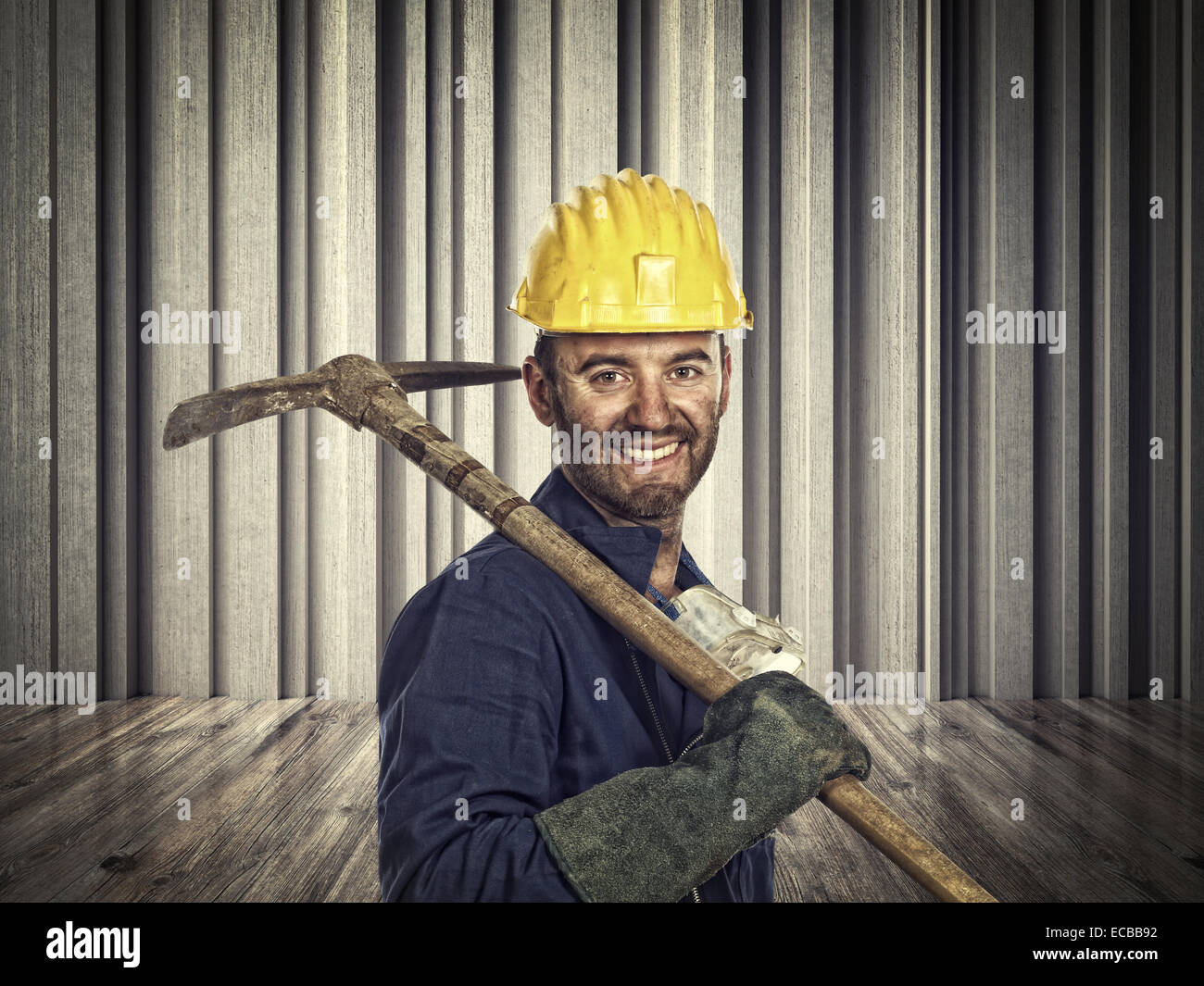 Porträt des Lächelns Arbeits- und abstrakt 3d Hintergrund Stockfoto