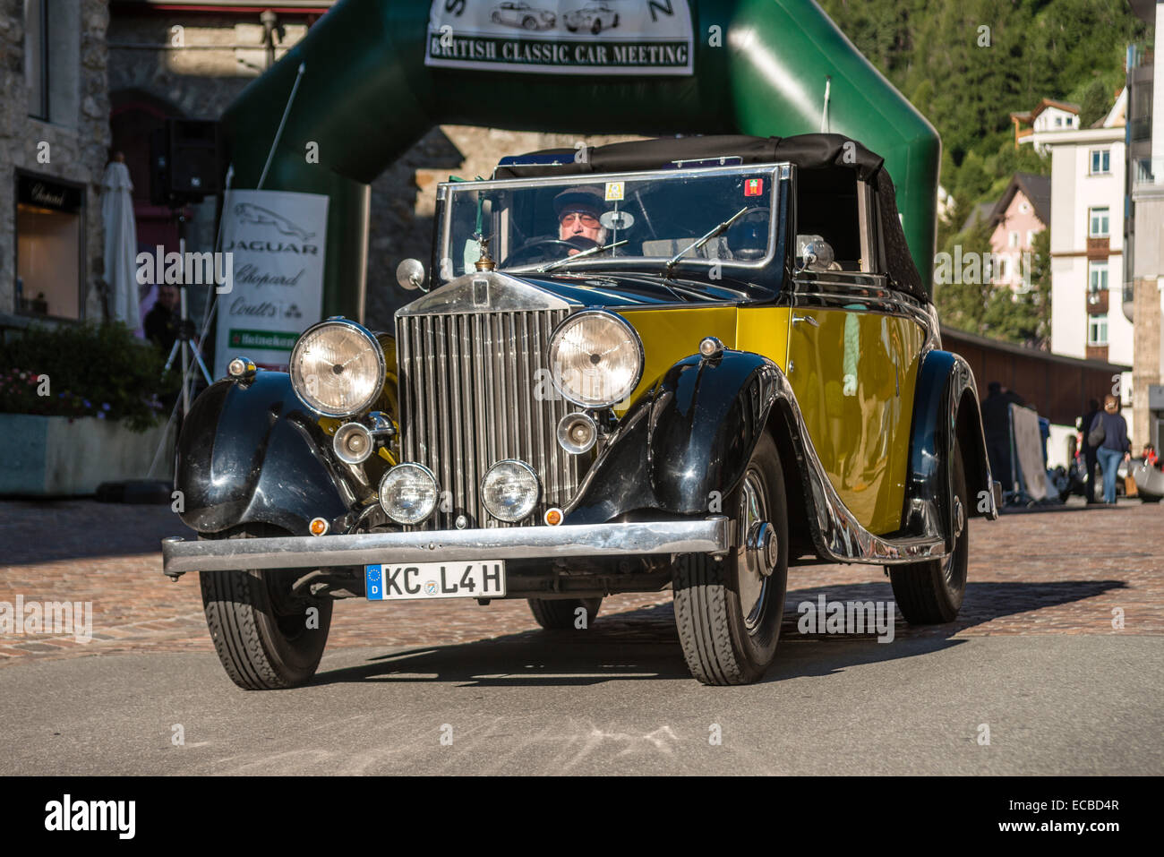 Rolls Royce Oldtimer zu Beginn der jährlichen British Classic Car Meeting 2014 St. Moritz, Schweiz. Stockfoto