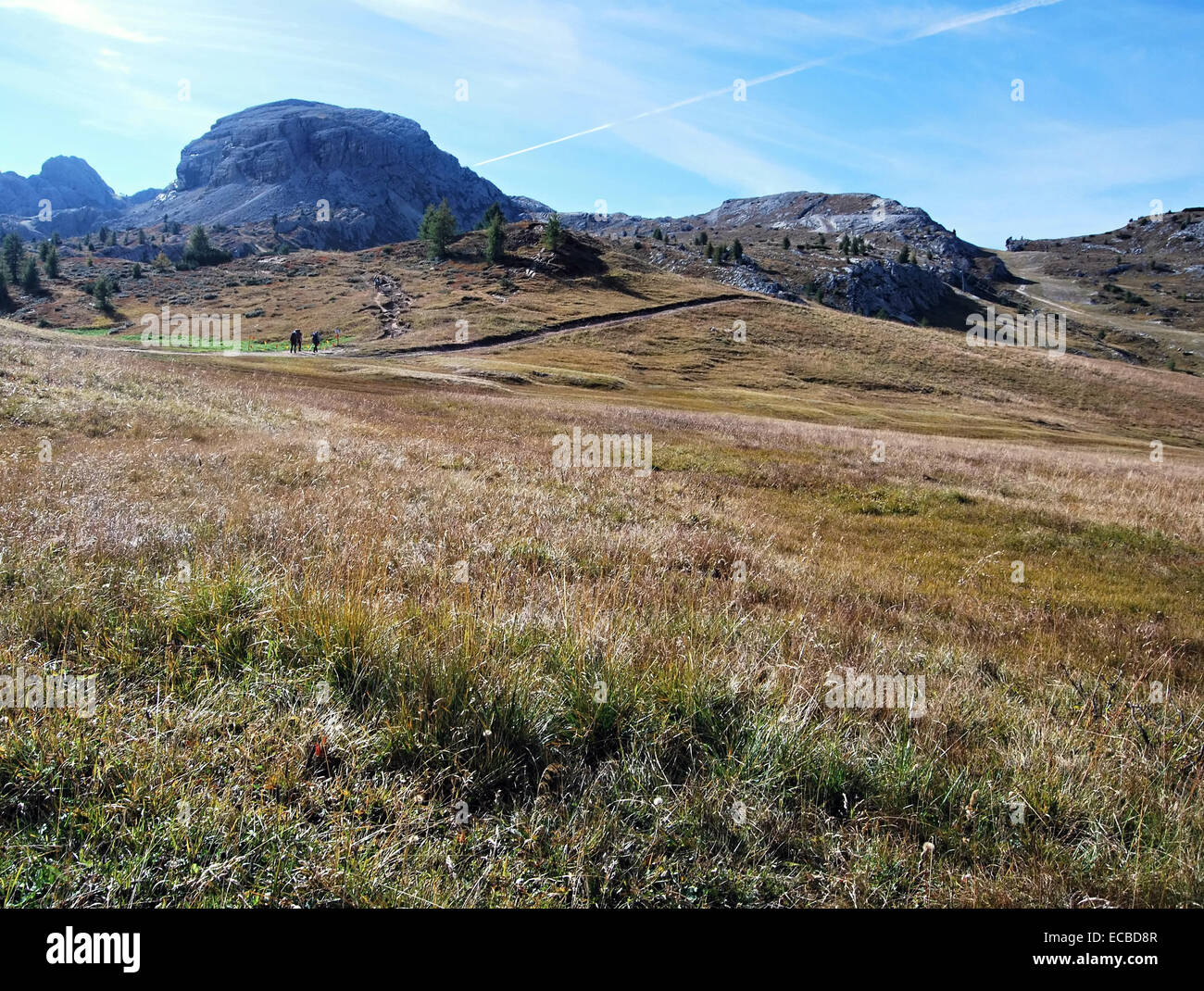Blick auf Monte Castello Höhepunkt während Trekking, Nuvolau vom Passo Falzarego Stockfoto
