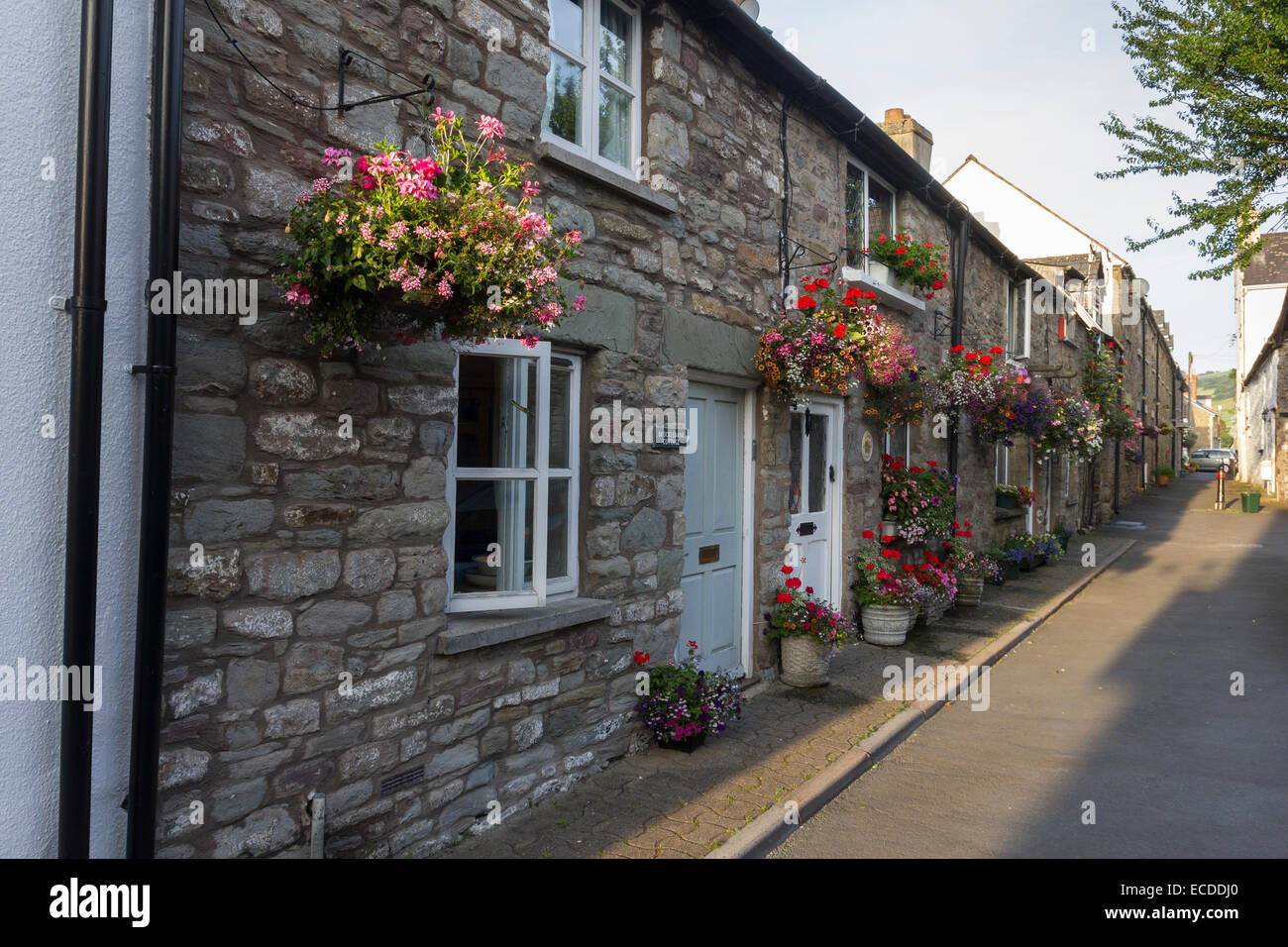 Ruhige Seitenstraße in Hay-on-Wye, Powys Stockfoto