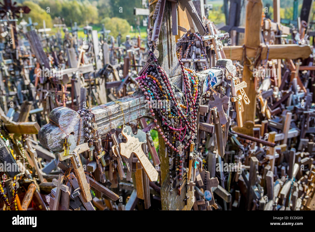 Nahaufnahme, Berg der Kreuze, Siauliai, Litauen Stockfoto