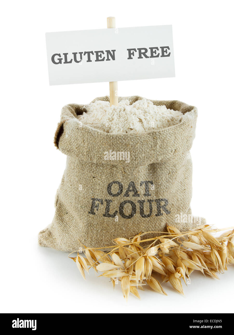 Hafermehl in kleinen Leinen sack Stockfoto