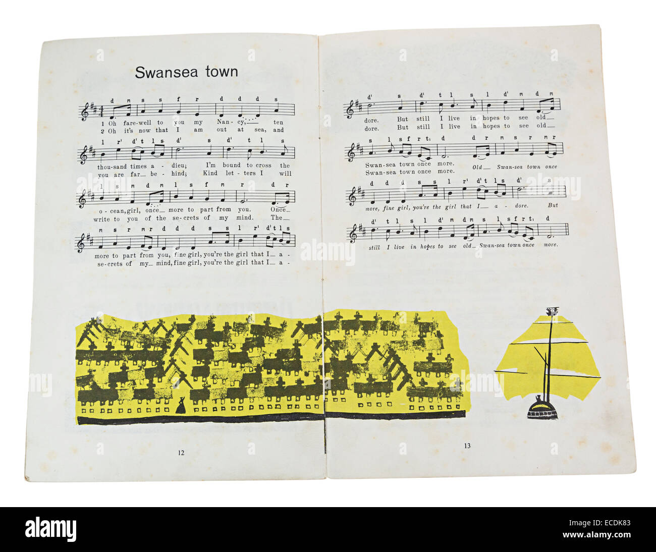 Singen zusammen Liederbuch mit Musik für Swansea Town für BBC Sound überträgt an Schulen in 1964, UK Stockfoto