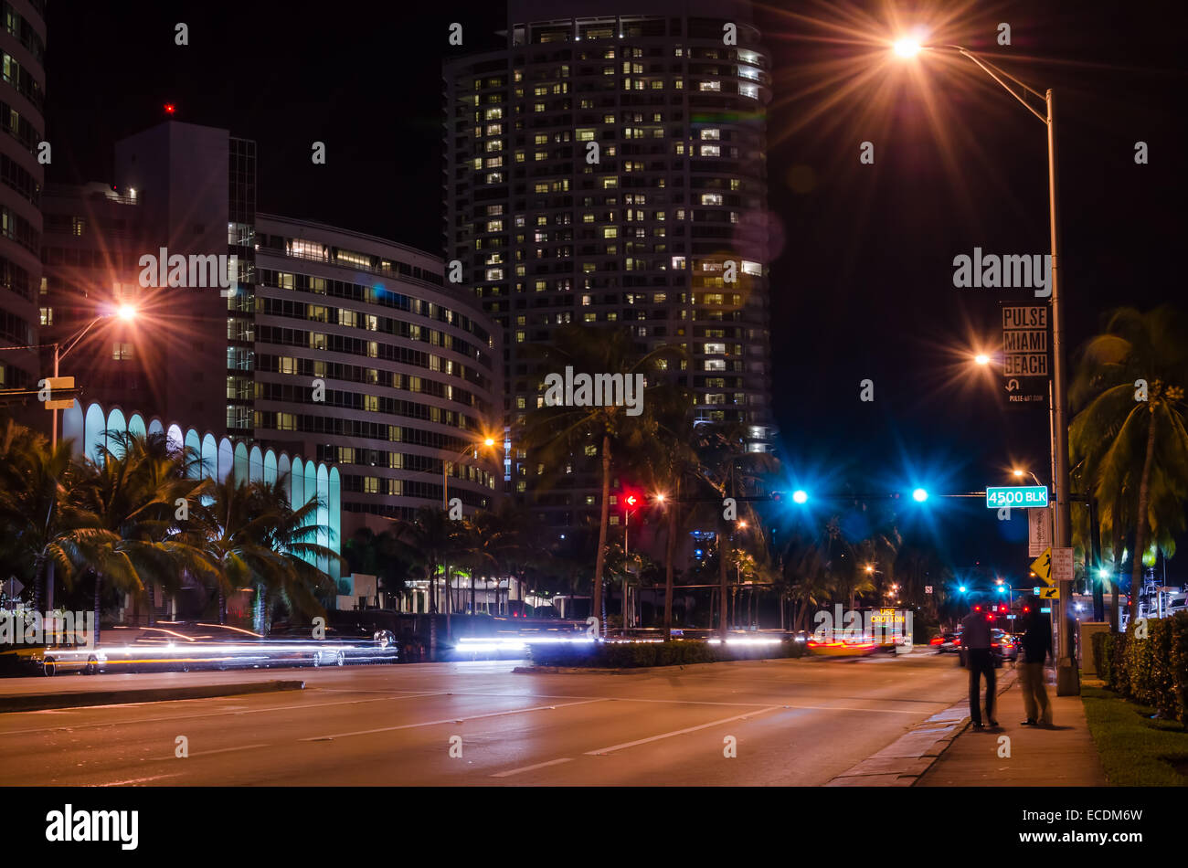 Miami Beach, Florida nächtlichen Straßen Stockfoto