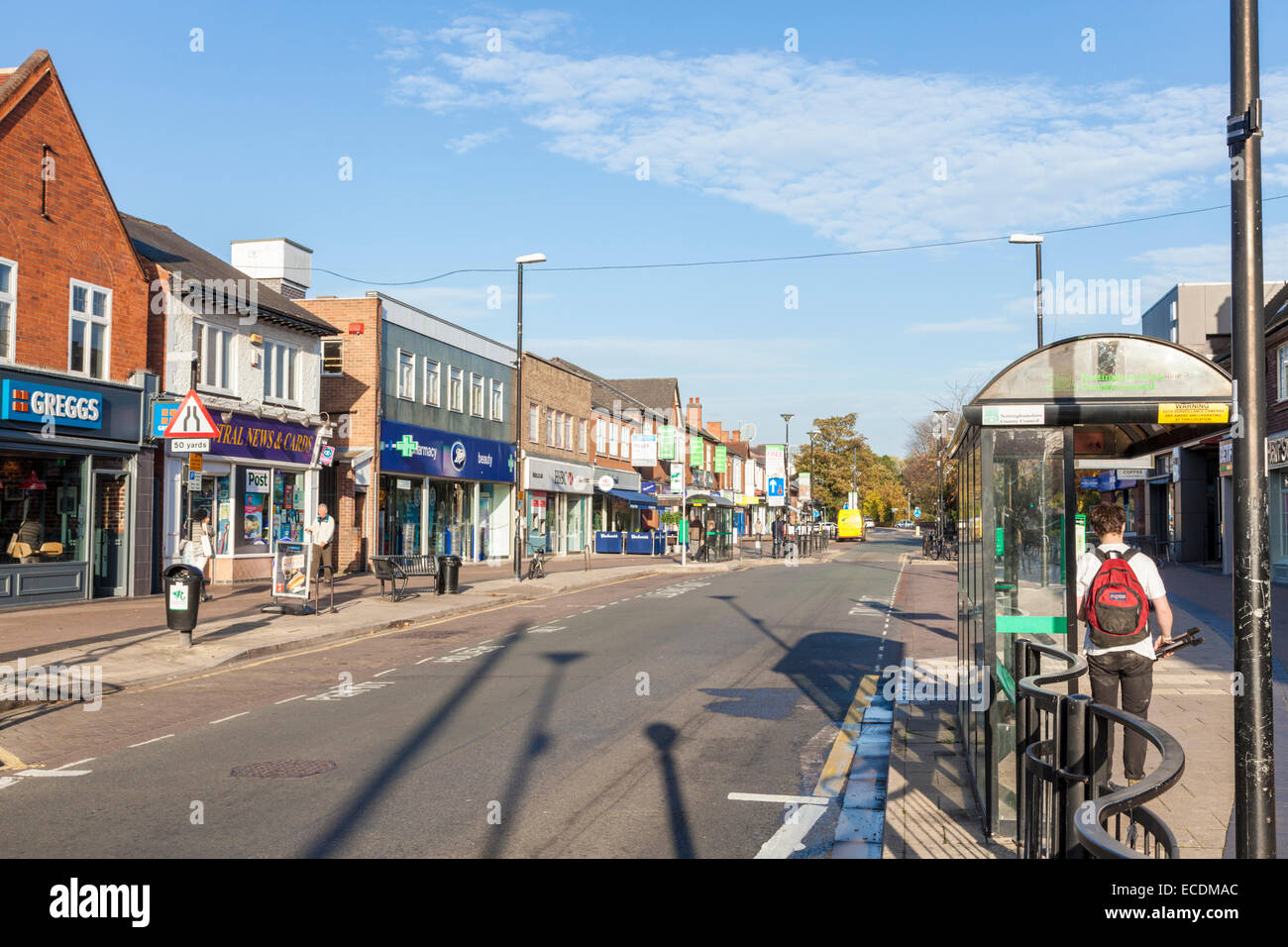 Central Avenue, der Haupteinkaufsstraße in West Bridgford, Nottinghamshire, England, UK Stockfoto
