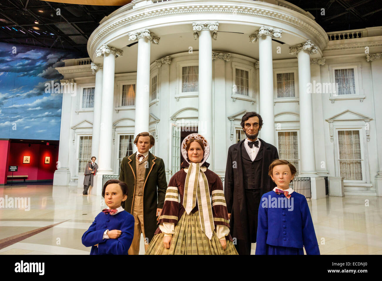 Springfield Illinois, Abraham Lincoln Presidential Museum, innen, lebensgroße lebensgroße Statuen, Mary Todd, das Weiße Haus, IL140903070 Stockfoto