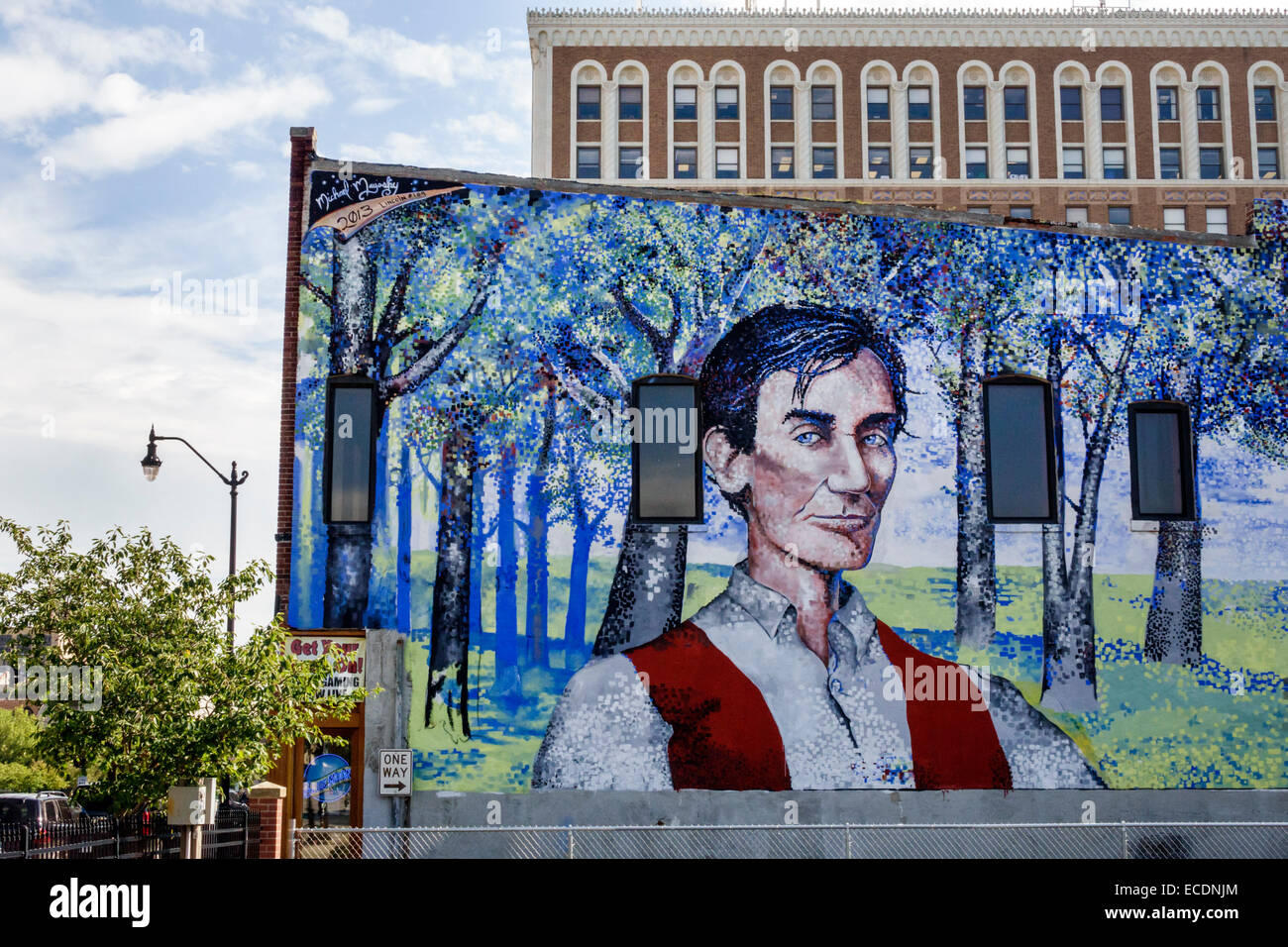 Springfield Illinois, North 5. Street, Innenstadt, Gebäude, Abraham Lincoln Wandbild, Besucher reisen Reise Tour Tourismus Wahrzeichen Cultu Stockfoto