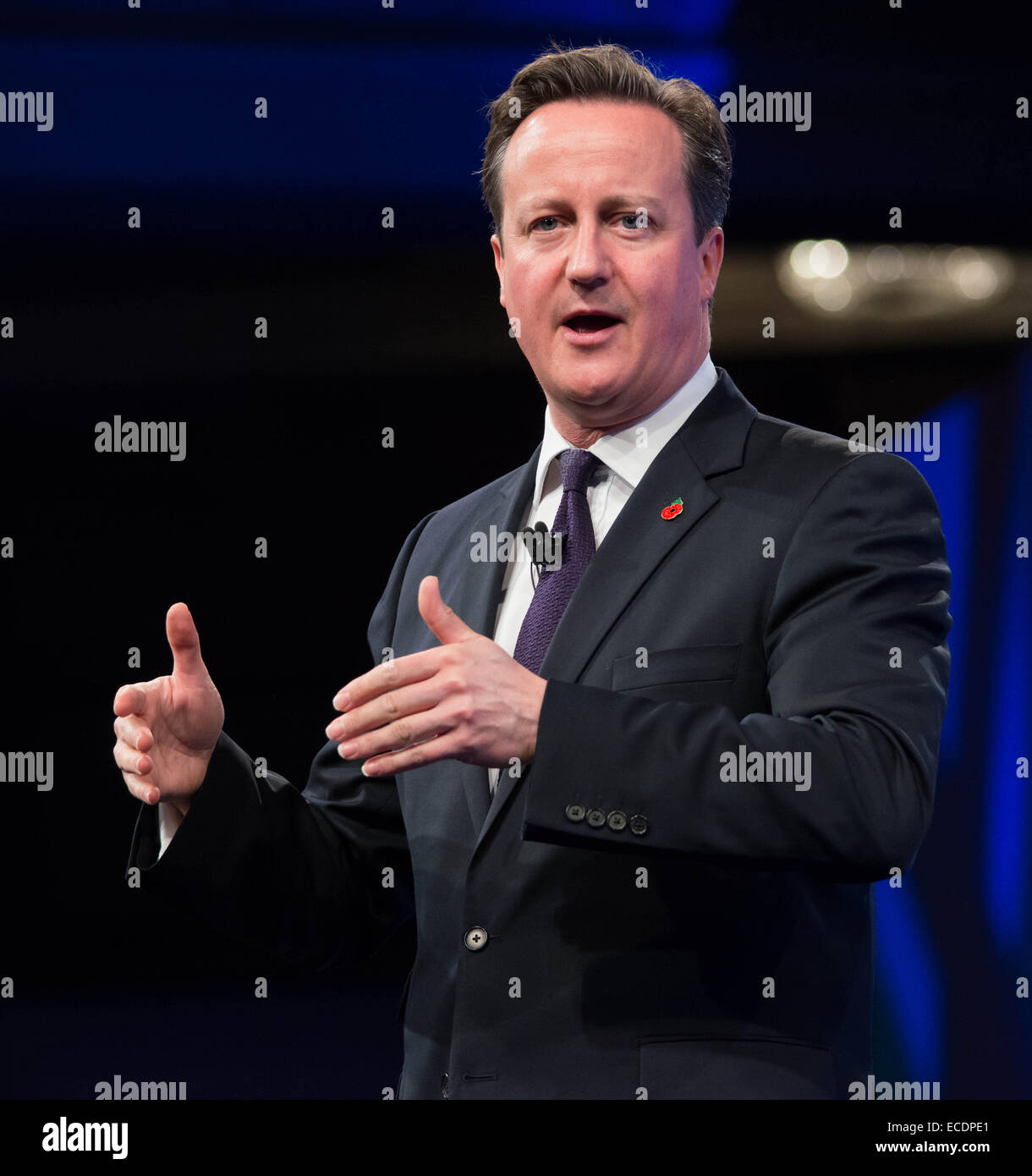 David Cameron spricht am Bund der British Industry Conference Stockfoto