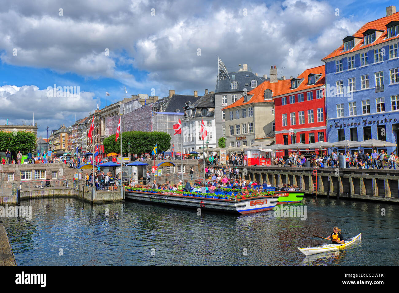 Nyhavn Waterfront in Kopenhagen, Dänemark Stockfoto