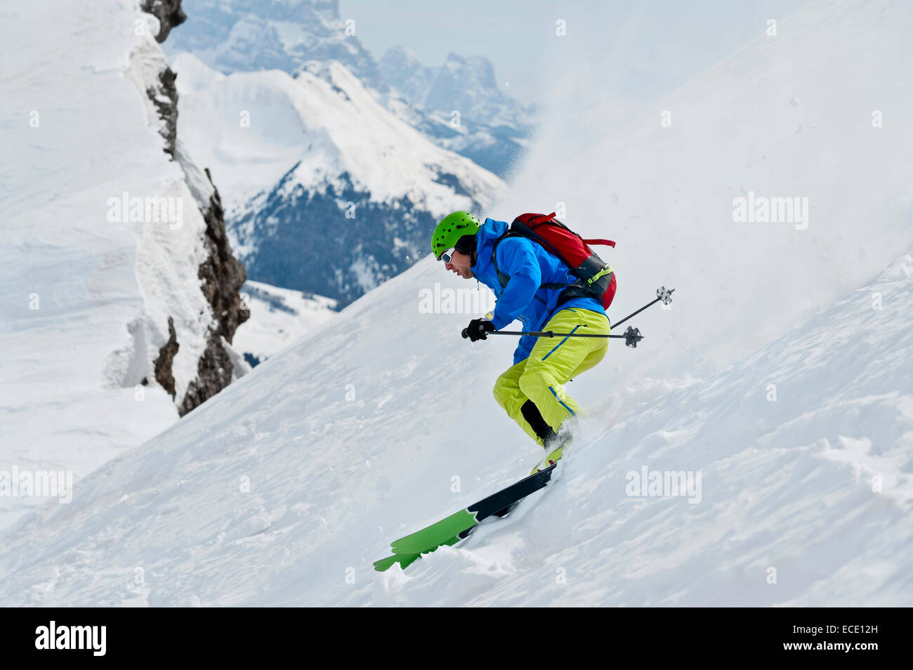 Mann, Abfahrt, Santa Cristina Valgardena, Alto Adige, Italien Stockfoto