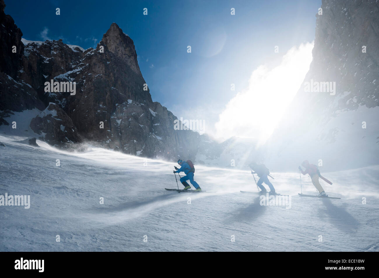 Männer auf einer Skitour, Santa Cristina Valgardena, Alto Adige, Italien Stockfoto