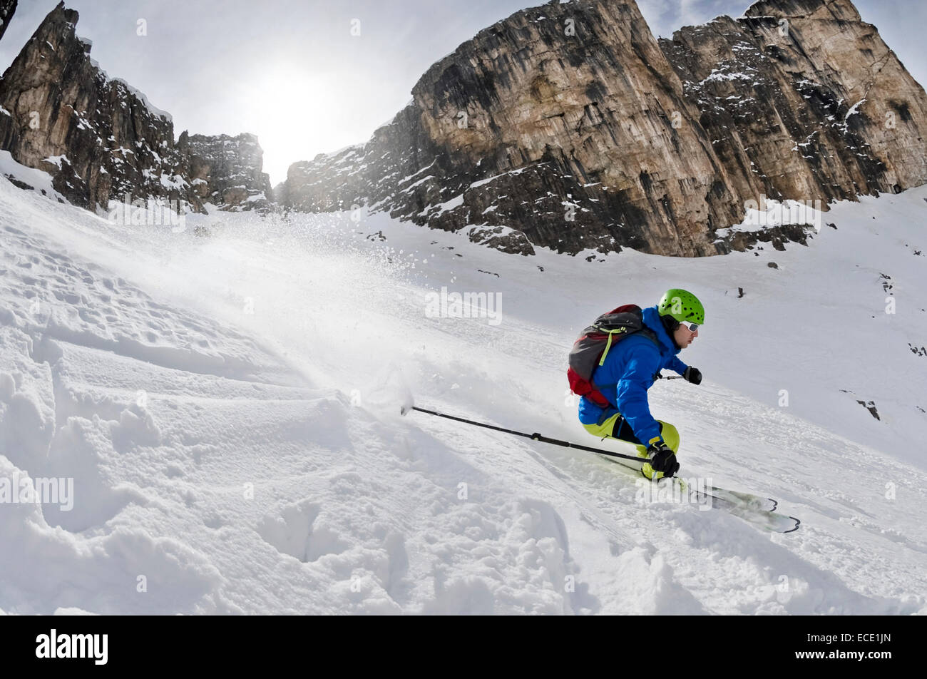 Mann, Abfahrt, Santa Cristina Valgardena, Alto Adige, Italien Stockfoto