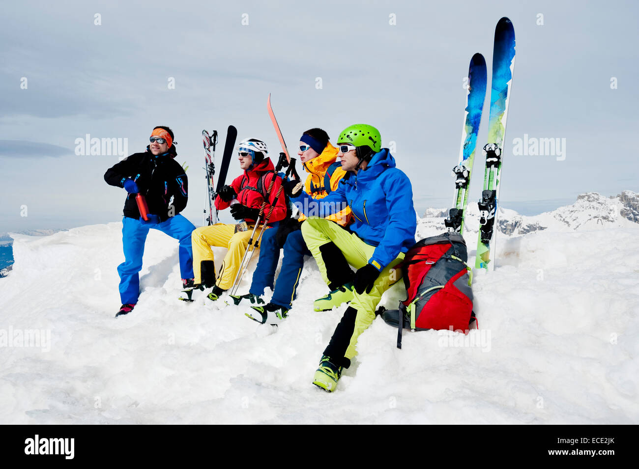 Männer auf einer Skitour, Santa Cristina Valgardena, Alto Adige, Italien Stockfoto