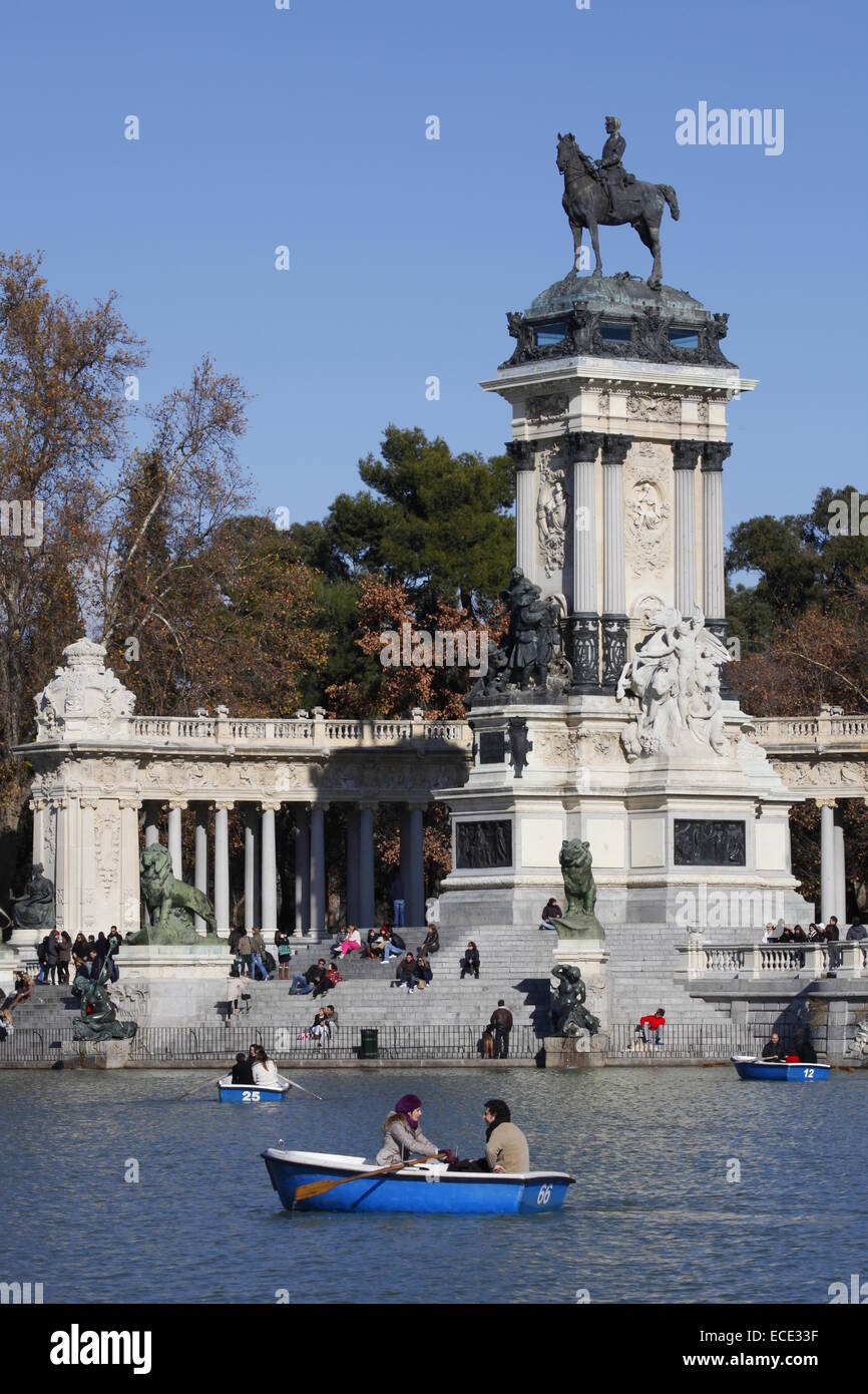 Denkmal für Alfonso XII., Buen Retiro Park, Madrid, Spanien Stockfoto