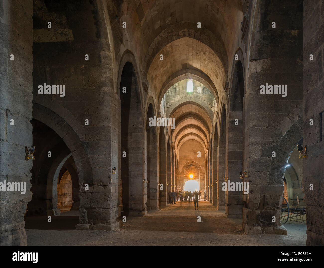 Aula der die Karawanserei Sultanhani an der alten Seidenstraße, heute ein Museum, Interieur, Sultanhani, Sultanhanı Kervansaray Stockfoto