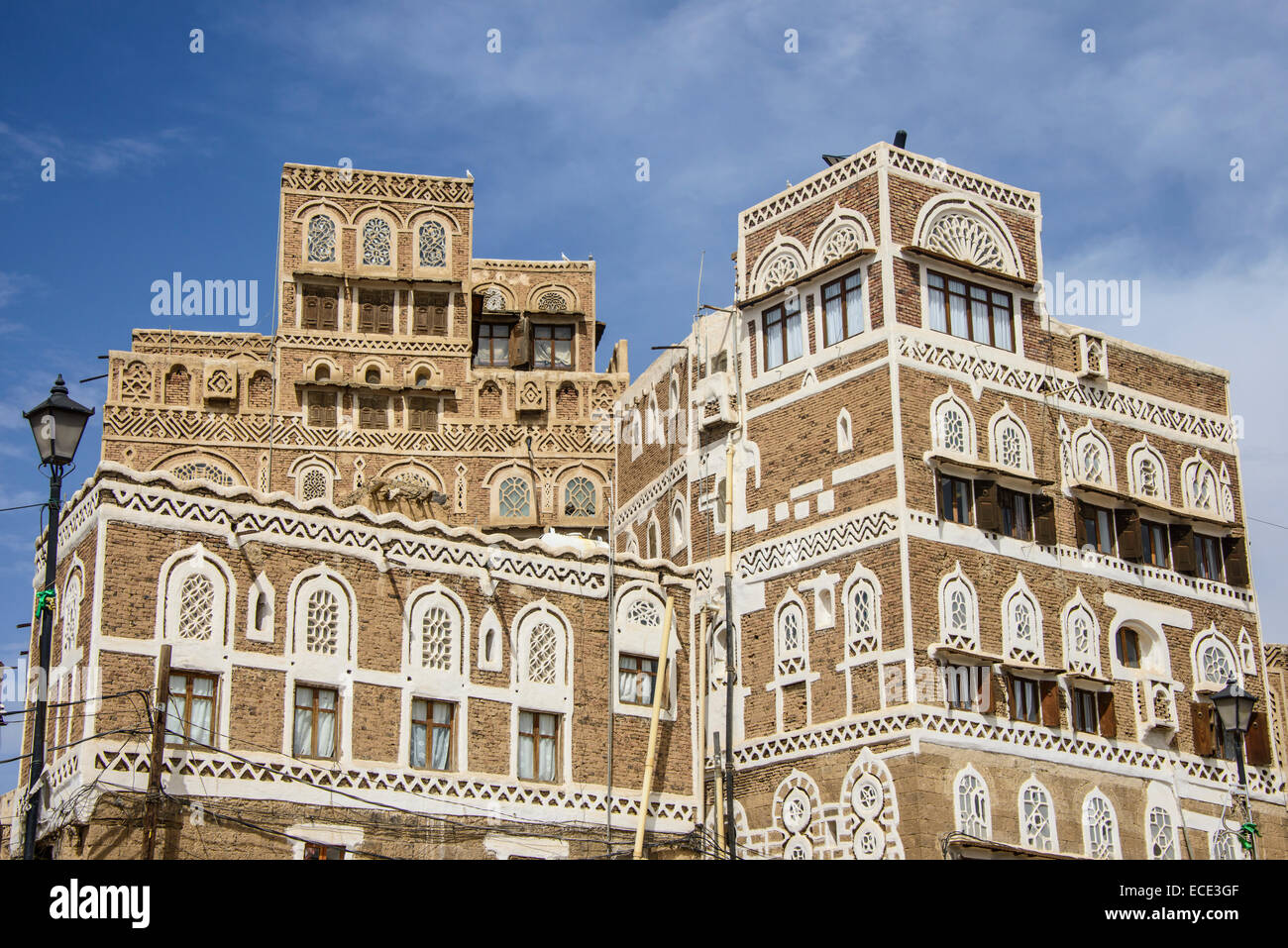 Traditionelle alte Häuser in der Altstadt des UNESCO World Heritage Site, Sana'a, Sana'a, Jemen Stockfoto