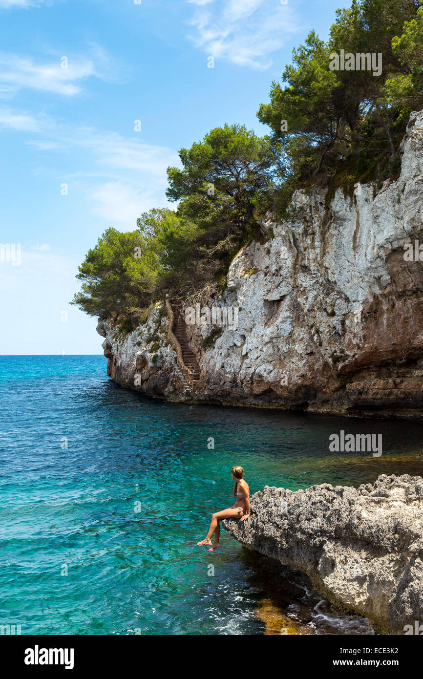 Cala Llombards, Bucht an der Südküste, Mallorca, Balearen, Spanien Stockfoto