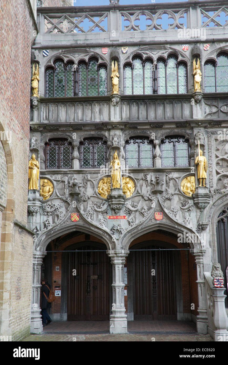 Fassade-Basilika des Heiligen Blutes Burg Brügge Belgien Stockfoto