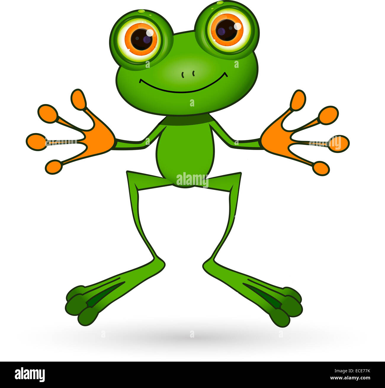 Abbildung stehende niedlichen grünen Frosch mit großen Augen Stockfoto