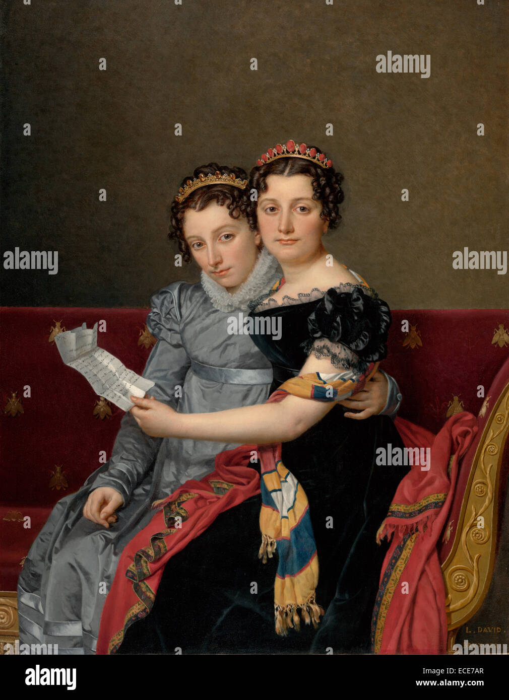 Porträt der Schwestern Zénaïde und Charlotte Bonaparte von Jacques-Louis David, Französisch, 1821; Öl auf Leinwand; Ungerahmt: 129,5 x 100,6 cm (51 x 39 5/8 in.) Stockfoto