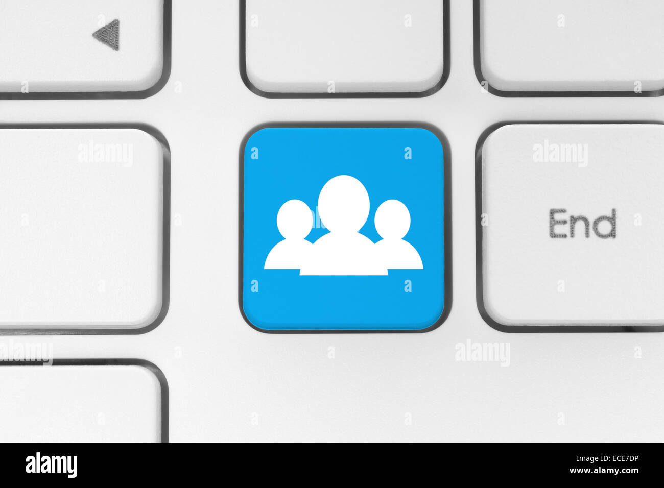 Social-Media-Konzept auf Tastatur Hintergrund Stockfoto