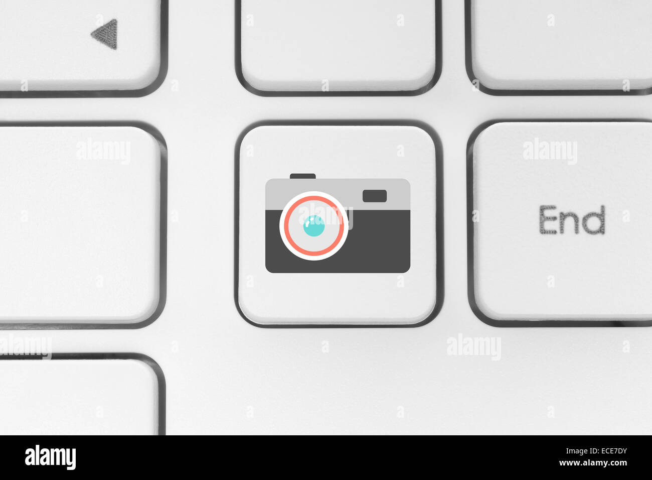 Tastatur-Taste mit einer Kamera Stockfoto