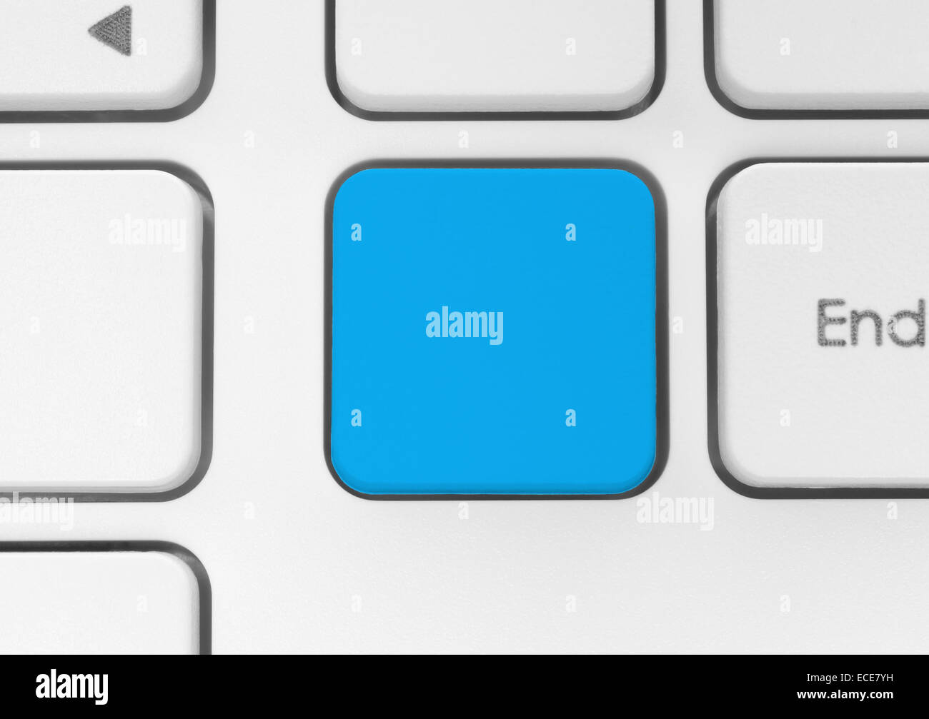 Leere blaue Taste auf der Tastatur Nahaufnahme Stockfoto