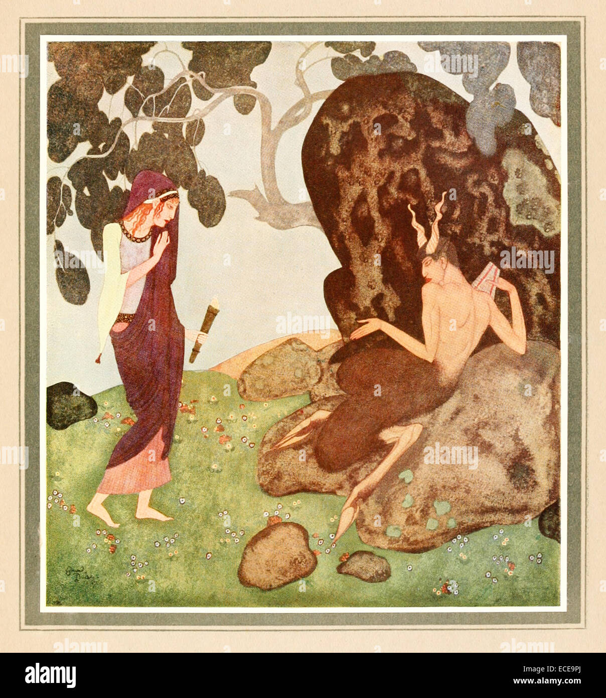 -Pan Edmund Dulac Illustration aus "Tanglewood Tales". Siehe Beschreibung für mehr Informationen. Stockfoto