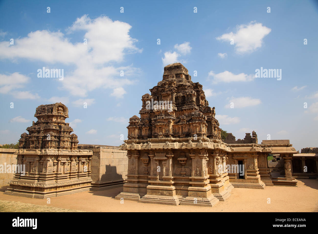 Tempelkomplex, Hampi, Hosapete, Bellary District, Karnataka, Indien Stockfoto