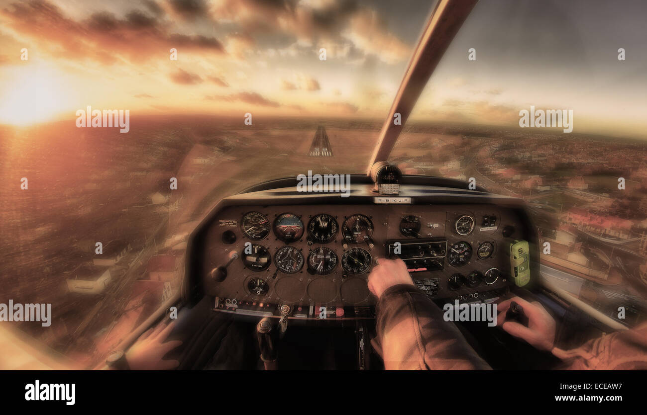 Cockpit der Notlandung Flugzeug Stockfoto