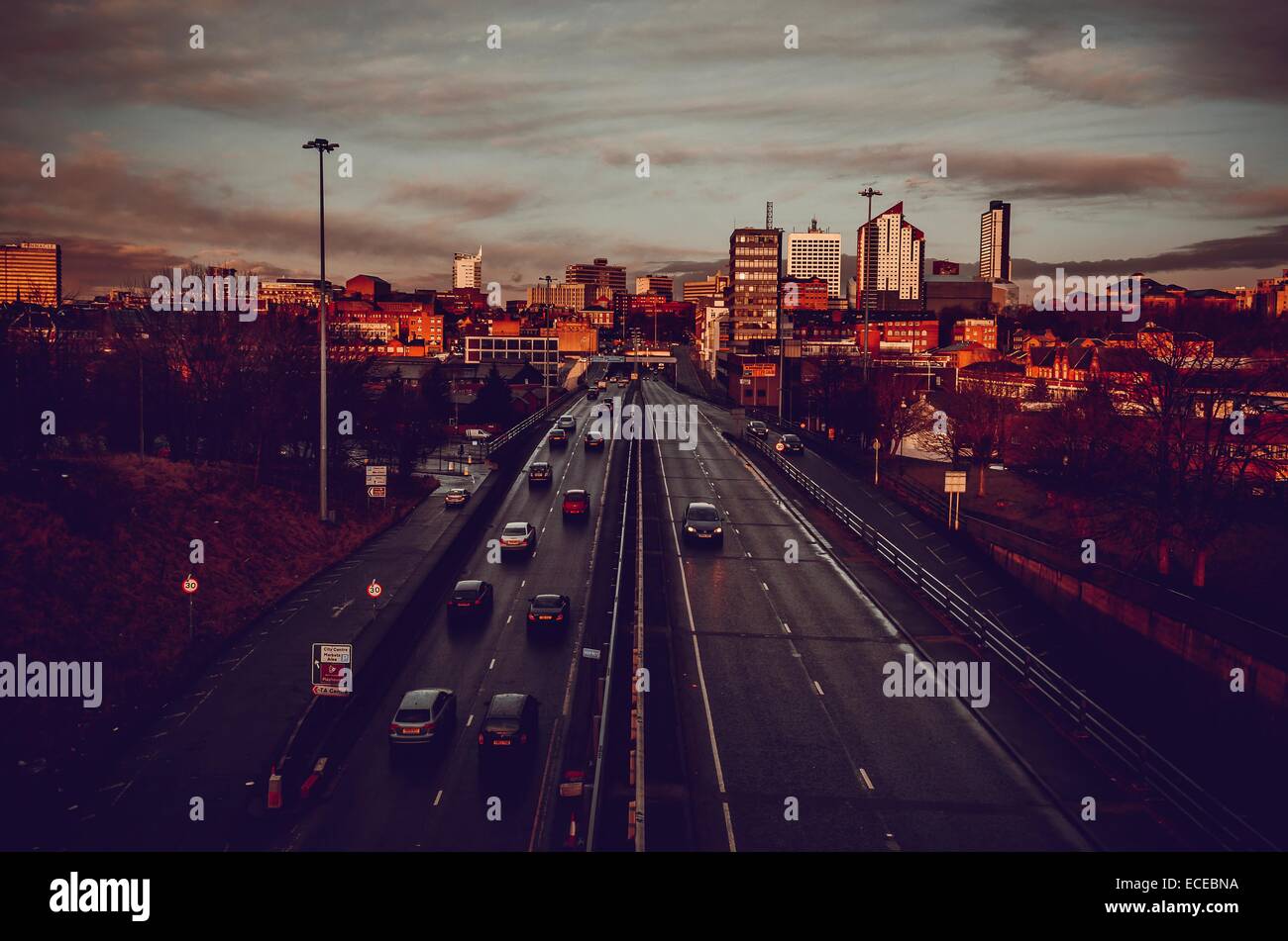 City Autobahn, Leeds, England, Großbritannien Stockfoto