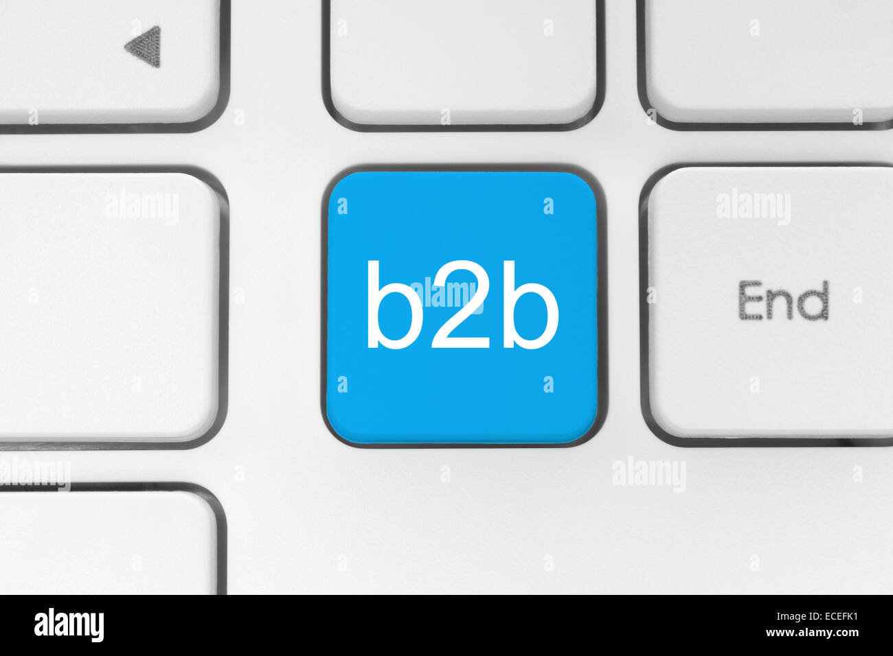 B2B (Business-to-Business) Taste auf der Tastatur Nahaufnahme blau Stockfoto