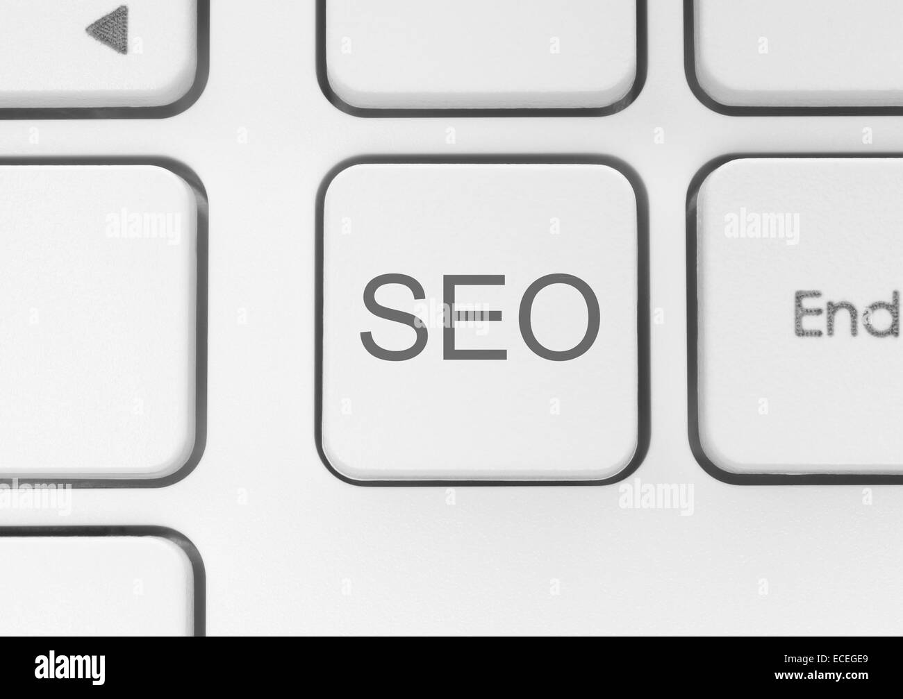 SEO-Taste auf der Tastatur Nahaufnahme Stockfoto