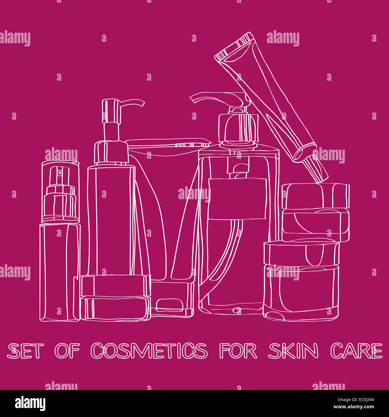Satz von Kosmetik für die Hautpflege Stockfoto