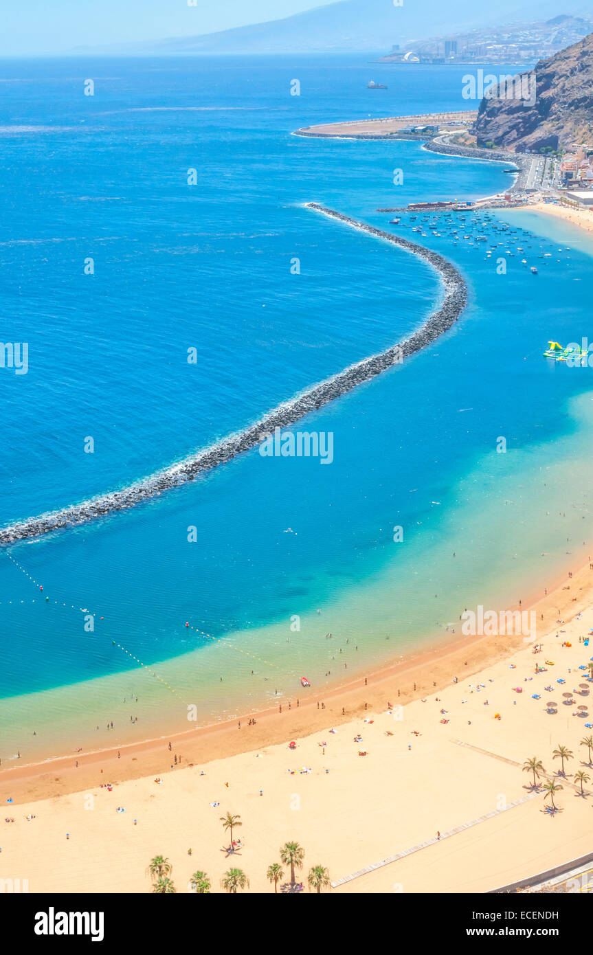 Blick auf den Strand von Las Teresitas, Teneriffa, Spanien Stockfoto