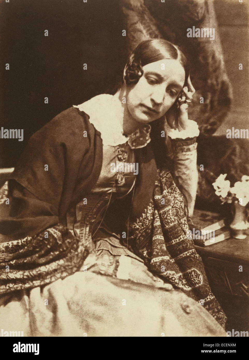 Miss Elizabeth Rigby; Hill & Adamson, schottischer, aktive 1843-1848; 1844 - 1845; Gesalzene Papier drucken aus einem Calotype negativ; Bild: 21 x 15,9 cm (8 1/4 x 6 1/4 Zoll), montieren: 35,9 x 27,5 cm (14 1/8 x 10 13/16 in.) Stockfoto